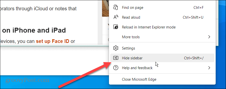 قم بتعطيل الشريط الجانبي لـ Microsoft Edge