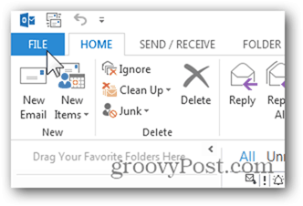 إضافة صندوق بريد Outlook 2013 - انقر فوق ملف