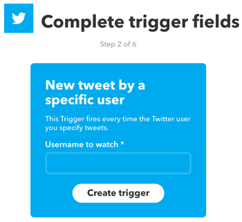 قم بإعداد تطبيق IFTTT الصغير الذي يتم تشغيله بواسطة تغريدة جديدة من مستخدم Twitter معين.