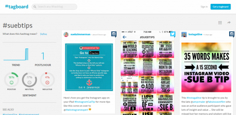 استخدم Tagboard للمطالبة والتحقق من علامات التجزئة الفريدة الخاصة بك على Instagram. 