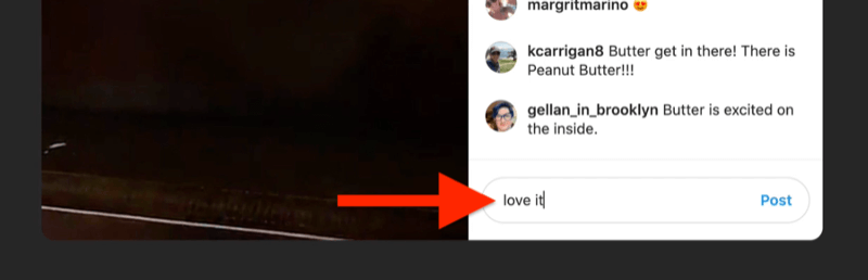 مثال xscreenshot على instagram مباشرة مع تمييز مربع التعليق وملؤه بمشاهد يقول "أحب ذلك"