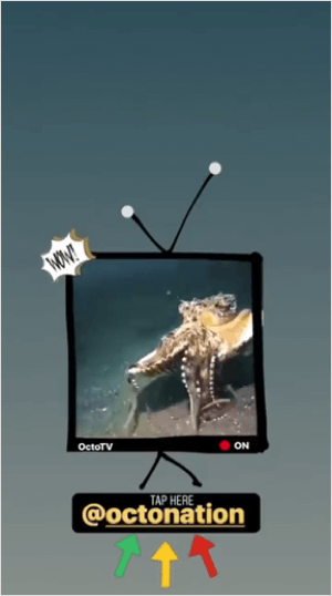 في هذا المثال منOctonation ، استخدم تأثيرات متعددة لإنشاء مجموعة تلفزيون متحركة في قصة. 