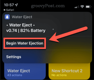 بدء إخراج الماء لإخراج الماء من جهاز iphone