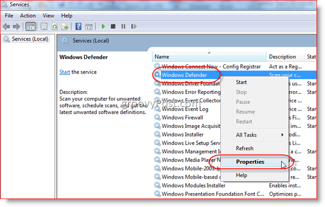 تعطيل خدمة Windows Defender في Windows Server 2008 أو Vista:: groovyPost.com
