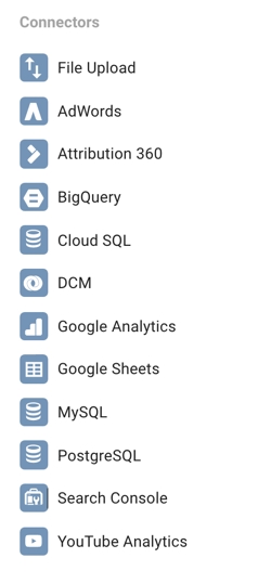 يتيح لك Google Data Studio الاتصال بعدد من مصادر البيانات المختلفة.