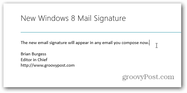 قم بتغيير التوقيع الافتراضي في بريد Windows 8