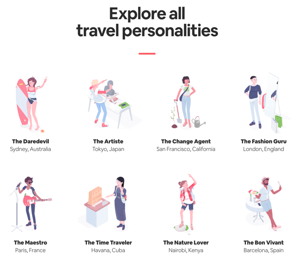 مثال على صفحة جميع النتائج بالنتائج التي يمكن للمستخدم استكشافها من اختبار مطابقة السفر على Airbnb.