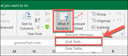 زر الخيار Excel Goal Seek