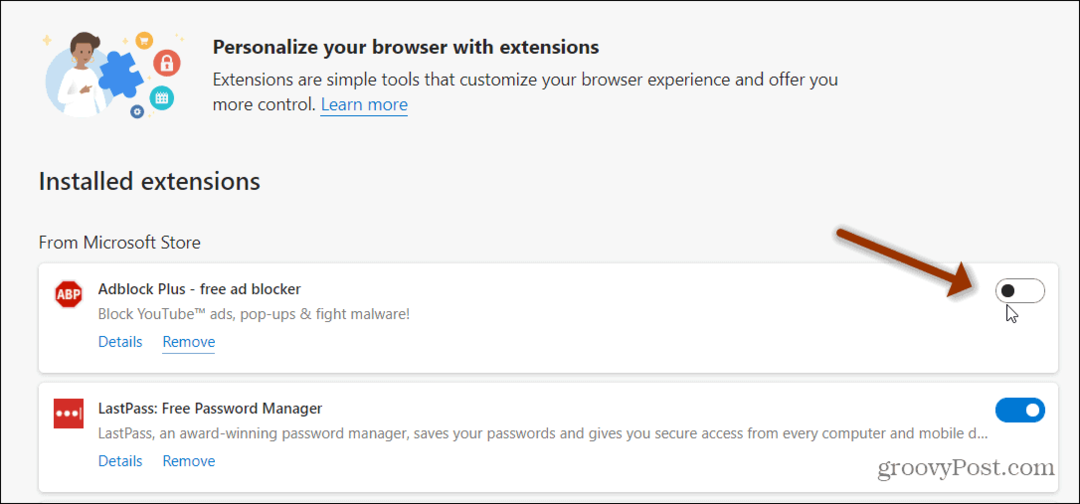 كيفية تعطيل الملحقات في Microsoft Edge