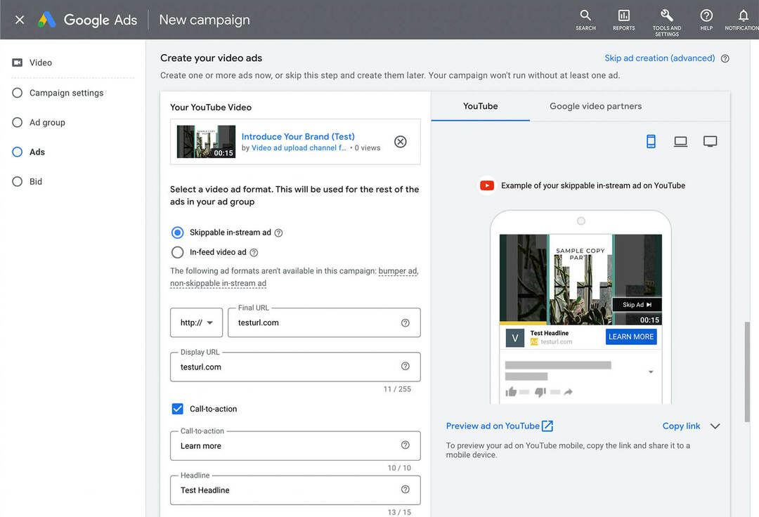 how-to-add-vertical-video-to-a-youtube-ad-campaign-using-google-ads-asset-library-template-ad-level -aste-url-add-call-to-action-cta- النموذج - 14