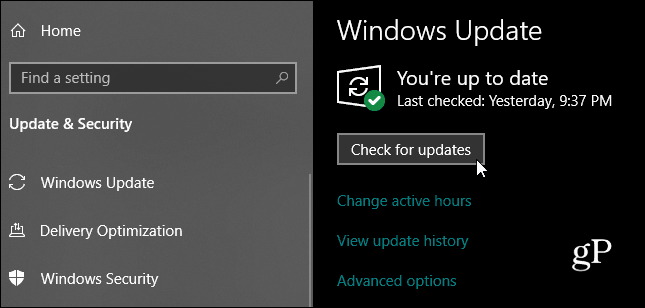 Windows 10 تحقق من وجود تحديثات