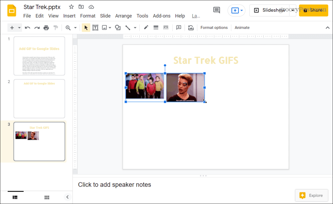 تم إدراج ملفات GIF في العروض التقديمية من Google