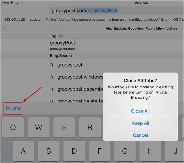 نصيحة لنظام التشغيل iOS 7: استخدم التصفح الخاص في Safari