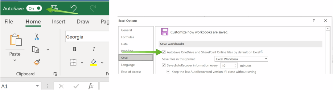 احفظ ملفات Excel في OneDrive Microsoft Excel AutoSave