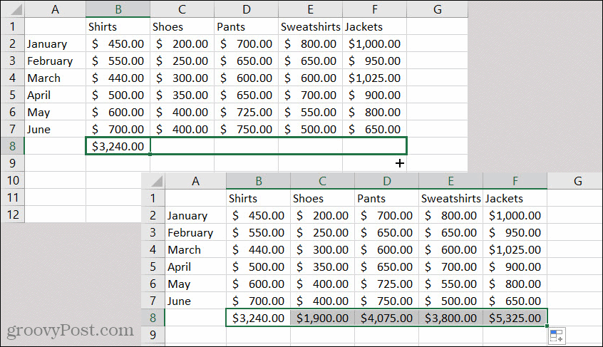 صيغة الملء التلقائي في Excel