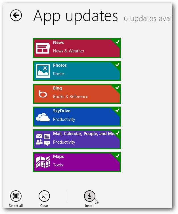 تحديثات تطبيقات Windows 8