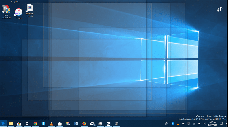 نظرة خاطفة على سطح المكتب Windows 10