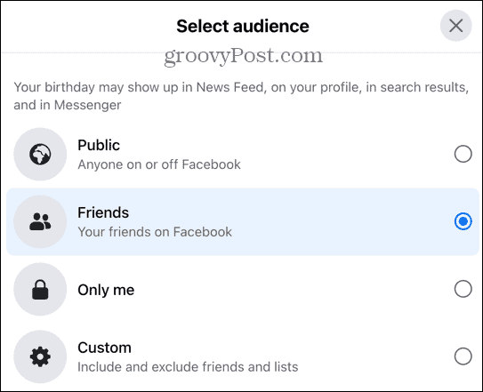 خيارات جمهور الفيسبوك
