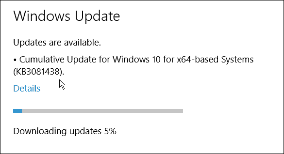 التحديث التراكمي الثالث لـ Microsoft لنظام التشغيل Windows 10 (KB3081438)