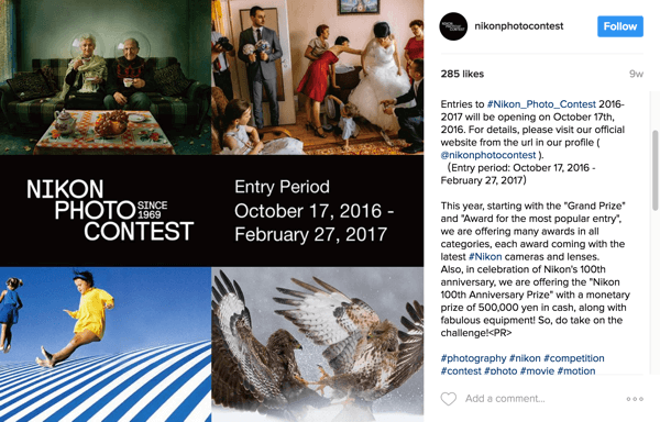 يميز مستخدمو Instagram صورهم بعلامة التصنيف الخاصة بالحملة للدخول في مسابقة Nikon Photo Contest.