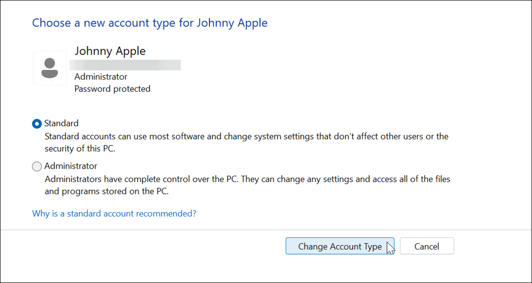كيفية تغيير نوع الحساب على Windows 11