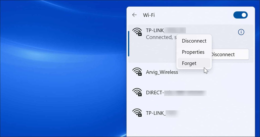 انسى شبكة wi-fi على نظام التشغيل windows 11