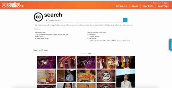 Creative Commons هو اختبار تجريبي لميزة CC Search جديدة.