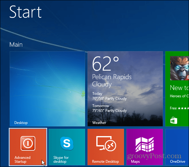 الوصول إلى Windows 8.1 Advanced Startup بالطريقة السهلة
