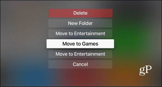 خيارات المجلد Apple TV