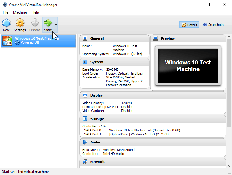 12 بدء تشغيل الجهاز الظاهري (تثبيت Windows 10)