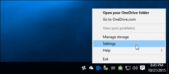 إعدادات OneDrive Windows 10