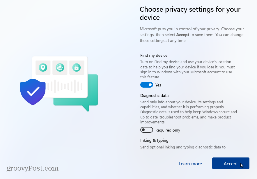 إعدادات الخصوصية Windows 11