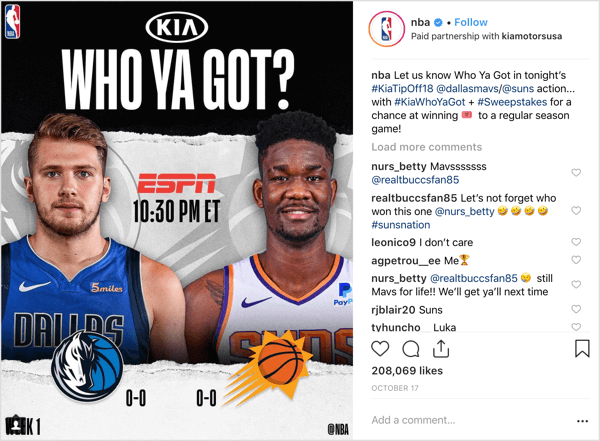 تعاونت الرابطة الوطنية لكرة السلة مع الراعي كيا موتورز لمنح تذاكر المباراة في بداية الموسم على Instagram.