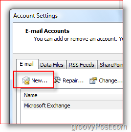 إنشاء حساب بريد جديد في Outlook 2007