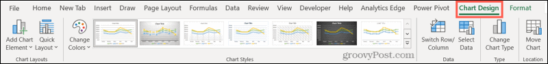 علامة التبويب تصميم المخطط في Excel