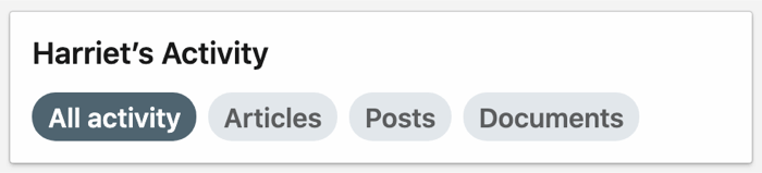 لقطة شاشة لعلامة التبويب All Activity المحددة على LinkedIn