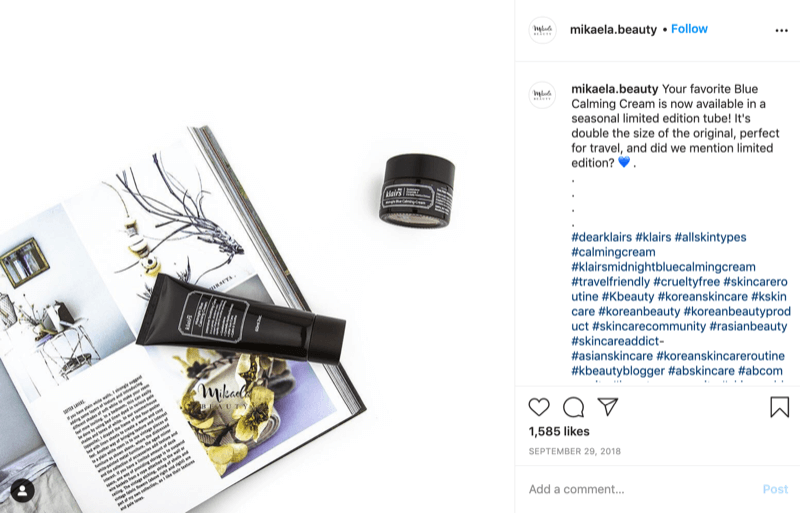 مثال على هدية موسمية @ mikaela.beauty تم العثور عليها ومشاركتها عبر منشور instagram مع ملاحظة عنصر محدود