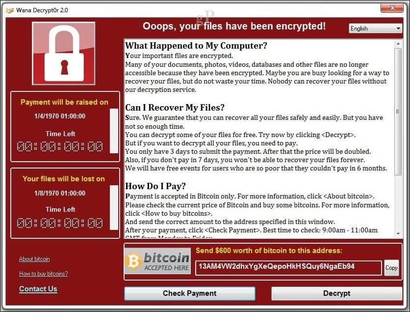 تصدر Microsoft تحديث أمان الطوارئ لبرنامج Wanacrypt Ransomware