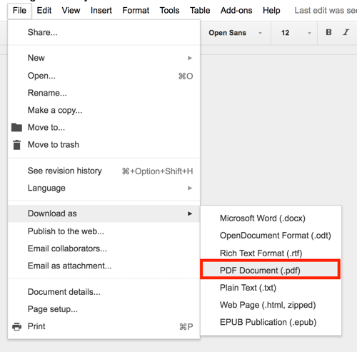 يتيح لك Google Drive تصدير أي مستند بتنسيق PDF.