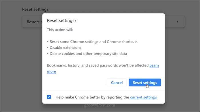 إعادة ضبط إعدادات Chrome