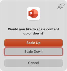 اختر Scale Up أو Scale Down