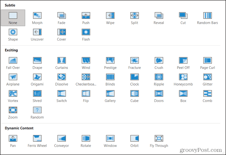 انتقالات الشرائح في PowerPoint