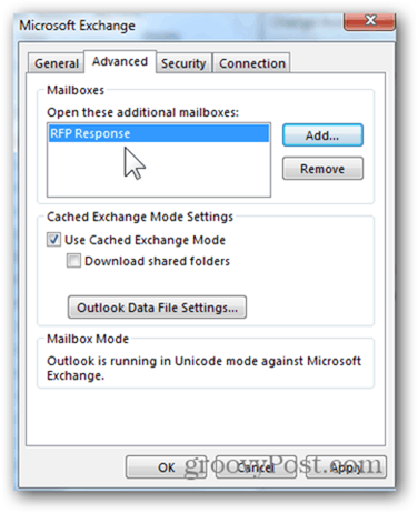 إضافة صندوق بريد Outlook 2013 - انقر فوق "موافق" للحفظ
