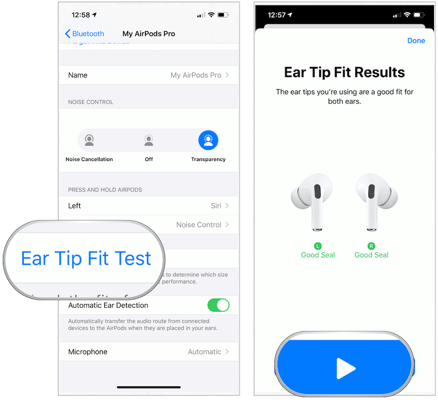 اختبار AirPods Pro طرف الأذن