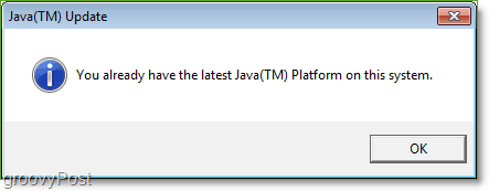 لقطة الشاشة: Windows 7 Java Update Check Complete Jucheck.exe