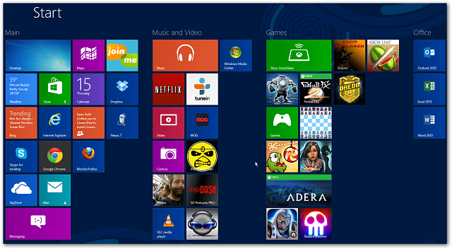 أضف صفوف تطبيقات شاشة بدء Windows 8