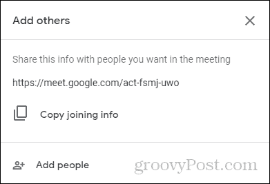 الانضمام إلى معلومات الانضمام إلى Google Meet