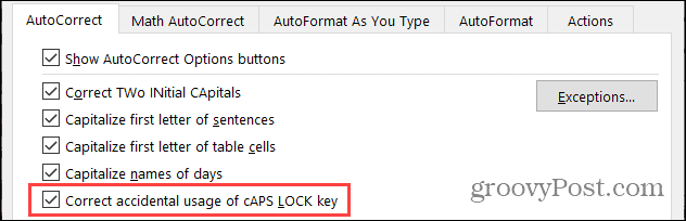 التصحيح التلقائي Caps Lock على نظام Windows