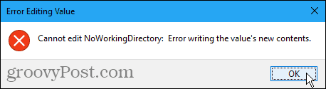 لا يمكن تحرير خطأ في تسجيل Windows