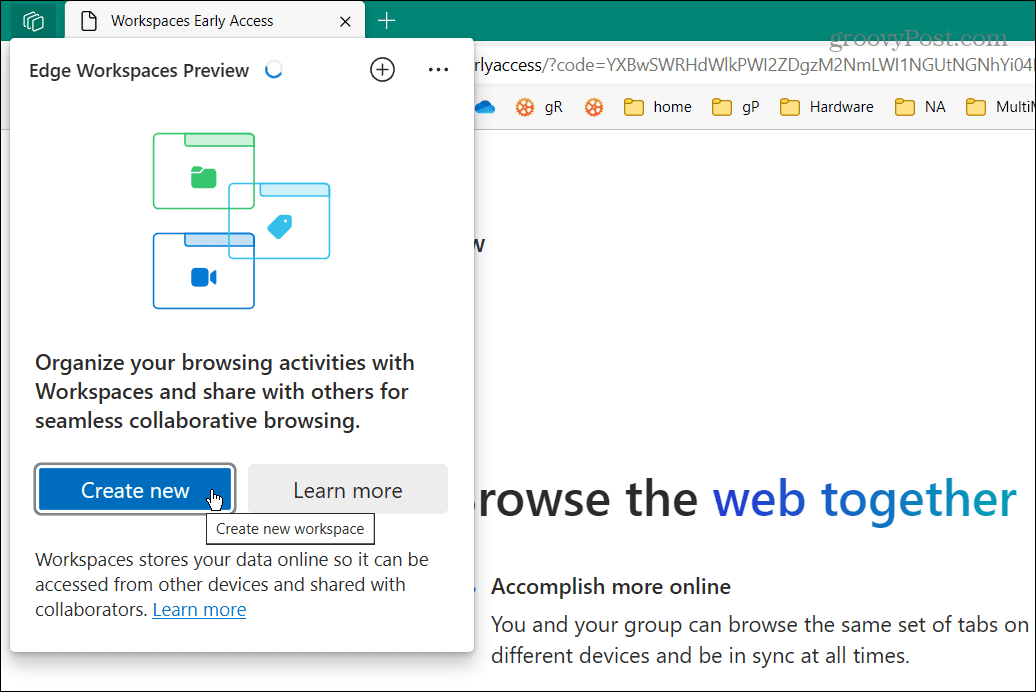 مساحات عمل Microsoft Edge